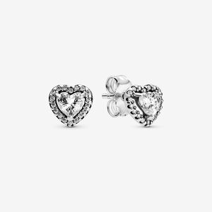 Pandora Elevated Heart Stud Earrings Silver